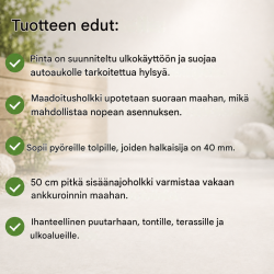 Maahanlyöntiholkki 40 mm:n tolpille, kuumasinkitty teräs, 500 mm, levy 100x100 mm