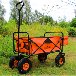 Kokoontaitettava vetokärry oranssi teleskooppikahva 75 kg 124 x 62 x 64 cm