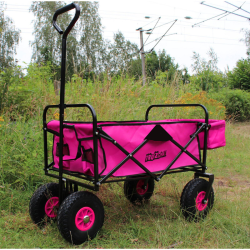 Taitettava käsikärry TRUTZHOLM pinkki teleskooppikahva 4 pyörää 75 kg 124 x 62 x 64 cm