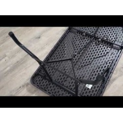 Kokoontaitettava pöytä 180 x 75 cm, harmaa puukuvio, HDPE-muovi, 150 kg