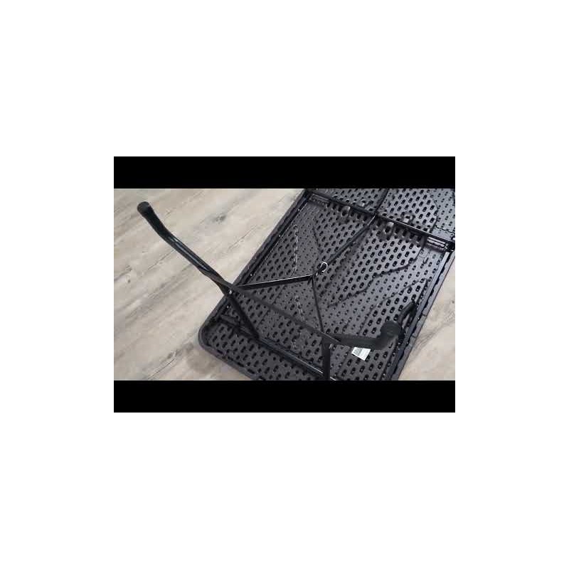 Kokoontaitettava pöytä 180 x 75 cm, harmaa puukuvio, HDPE-muovi, 150 kg