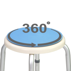 Kääntyvä suihkujakkara, 8-portainen korkeudensäätö, 360°, valkoinen, HDPE, 150 kg