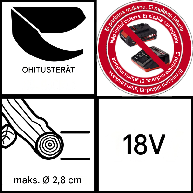 Einhell GE-LS 18 Li-Solo -akkuoksasakset, 28 mm, Power X-Change, ilman akkua ja laturia