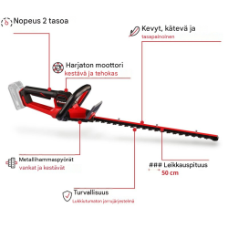 Einhell GP-CH 18/50 Li BL-Solo akkukäyttöinen pensasleikkuri, 18 V, 50 cm