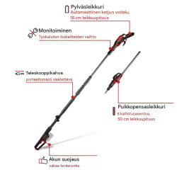 Einhell GP-HC 18/5020 Li T BL-Solo 2-in-1-akkumonitoimityökalu, 18 V, pensasleikkuri ja oksasaha