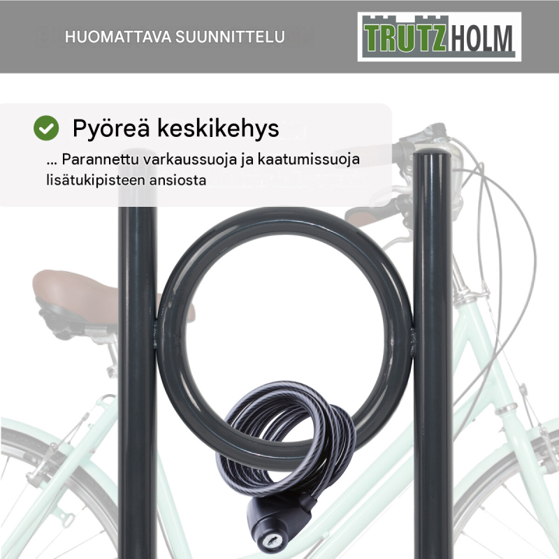 Polkupyöräteline 2 pyörälle, teräs, kuumasinkitty ja pulverimaalattu, 115 x 52 cm, Anthrazit RAL 7016