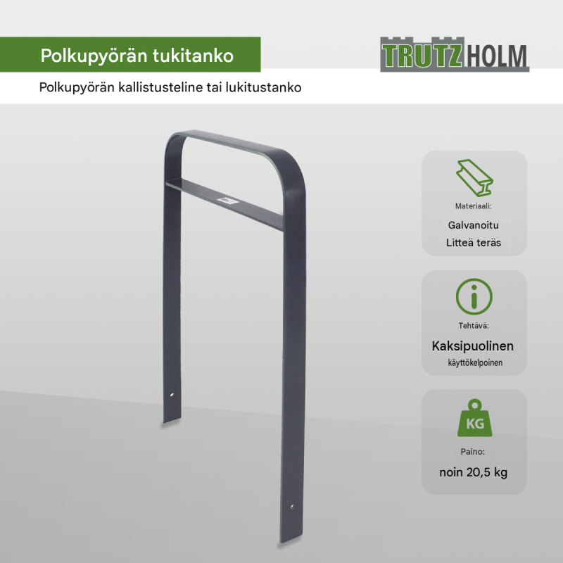 Polkupyöräteline 2 paikalle, 1150 x 760 mm, galvanoitu teräs, antrasiitti, betonointiin