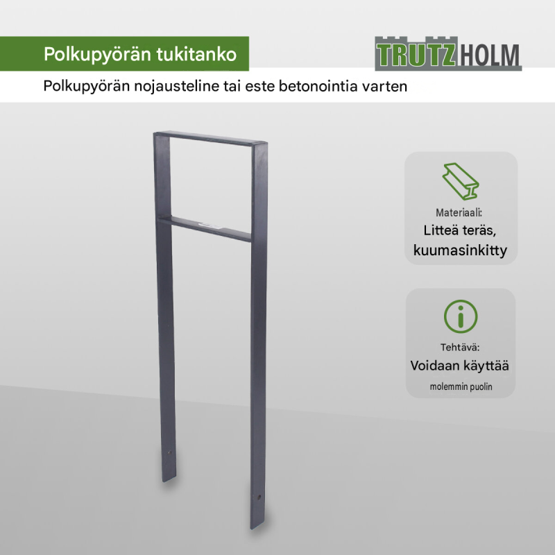 Pyöräteline 2 polkupyörälle, kaksipuolinen, antrasiitti, 1165 x 390 mm, teräs