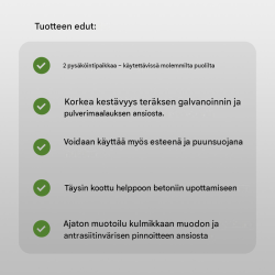 Pyöräteline 2 polkupyörälle, kaksipuolinen, antrasiitti, 1165 x 390 mm, teräs