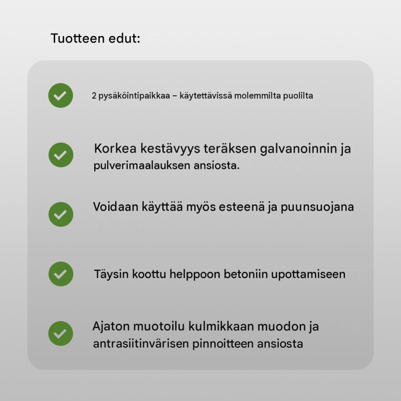 Pyöräteline 2 polkupyörälle, kaksipuolinen, antrasiitti, 1165 x 390 mm, teräs
