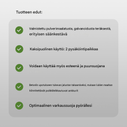 Polkupyörien nojateline 2 paikalle, teräs, antrasiitinharmaa, 1180 x 560 mm, betonoitava