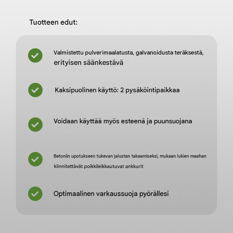 Polkupyörien nojateline 2 paikalle, teräs, antrasiitinharmaa, 1180 x 560 mm, betonoitava