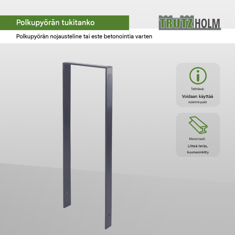 Polkupyöräteline 2 pyörälle, betonoitava, 119 x 39 cm, 13 mm teräs, antrasiitti/harmaa RAL 7016