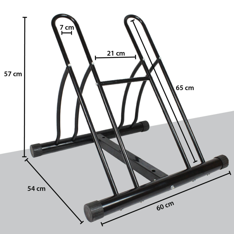 Polkupyöräteline 2 polkupyörälle, musta teräs, vierekkäin tai vastakkain, 35-60 mm rengasleveys