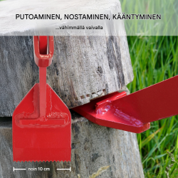 Kaatovipu kääntökoukulla, teräs, 115 cm, hammastuslevy 10 cm, punainen