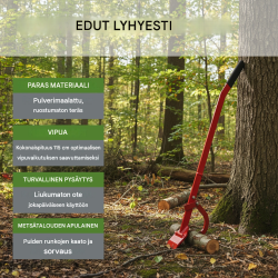 Kaatovipu kääntökoukulla, teräs, 115 cm, hammastuslevy 10 cm, punainen