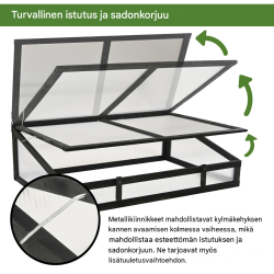 Taimikasvatuskehikko 120 x 80 cm, musta, puu ja polykarbonaatti, 75115