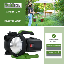 Puutarhapumppu 800 W, 3200 l/h, nostokorkeus 44 m, imukorkeus 8 m, 1 tuuma