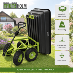 Puutarhakärry 400 kg, 125 l, kippitoiminto, käsikahva ja vetoaisa