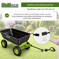 Puutarhakärry 400 kg, 125 l, kippitoiminto, käsikahva ja vetoaisa
