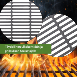 Emaloitu valurautainen grilliritilä, musta, suorakaide, grilleihin ja tulisijoille