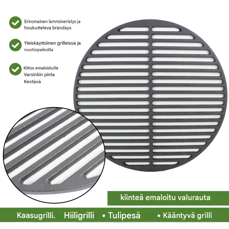 Grilliritilä Ø 54,5 cm, emaloitu valurauta, musta, pyöreä