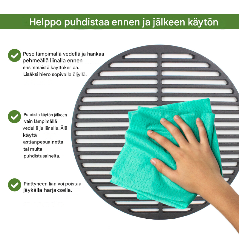 Grilliritilä Ø 54,5 cm, emaloitu valurauta, musta, pyöreä