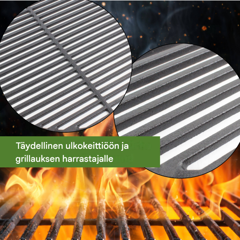Grilliritilä Ø 54,5 cm, emaloitu valurauta, musta, pyöreä