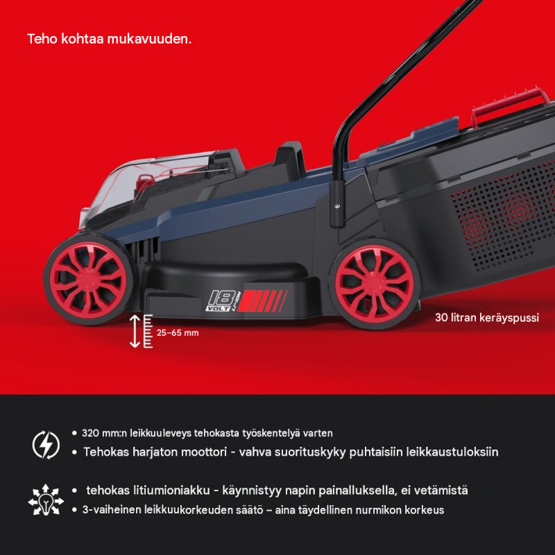 Akku­ruohonleikkuri, 18 V, Brushless, 320 mm, 4 Ah:n akku ja laturi
