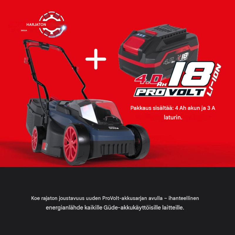 Akku­ruohonleikkuri, 18 V, Brushless, 320 mm, 4 Ah:n akku ja laturi