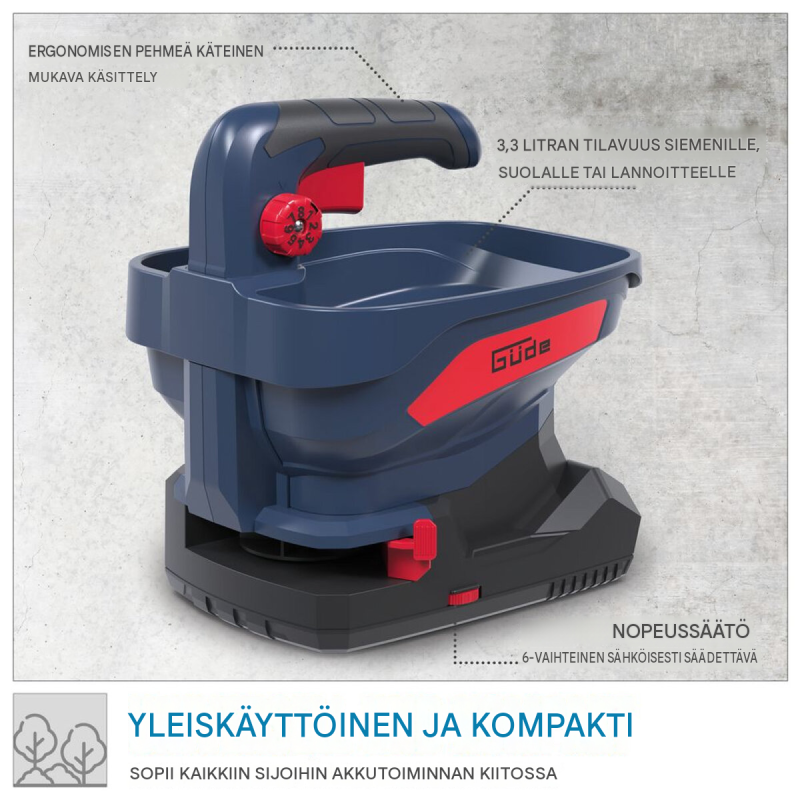 GÜDE GUS 18-201-05 akkukäyttöinen yleislevitin, 18 V, 3,3 l, 2 Ah akku ja laturi