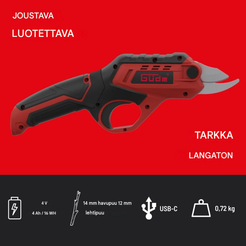 Güde GAS 4.0V-4.0 Li-Ion akkukäyttöiset oksasakset, 4 V, 4 Ah, 14 mm