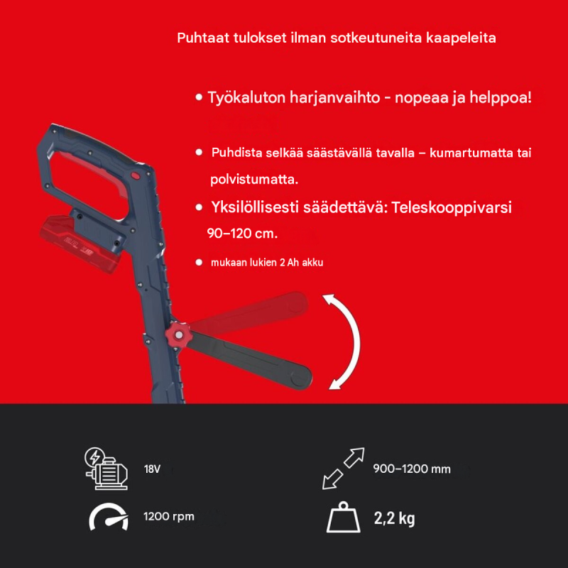 Güde GFR 18-201-05 akkukäyttöinen saumapuhdistin, 18 V, 110 mm harja