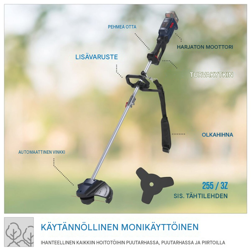 Güde 4-in-1-akkupuutarhasarja TGPS 18-401-30, 18 V Li-Ion-käyttö, 4 työpäätä