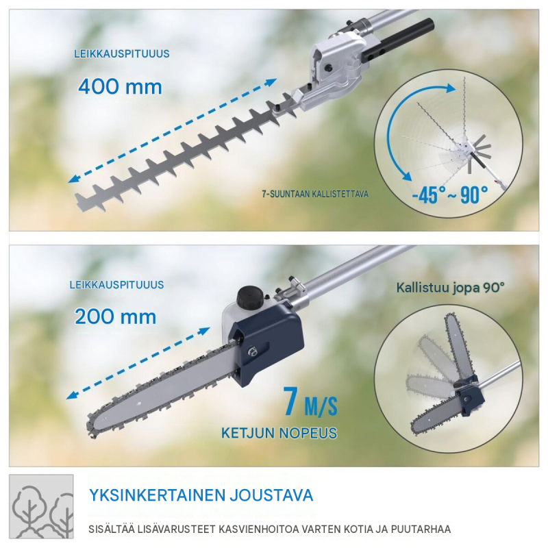 Güde 4-in-1-akkupuutarhasarja TGPS 18-401-30, 18 V Li-Ion-käyttö, 4 työpäätä