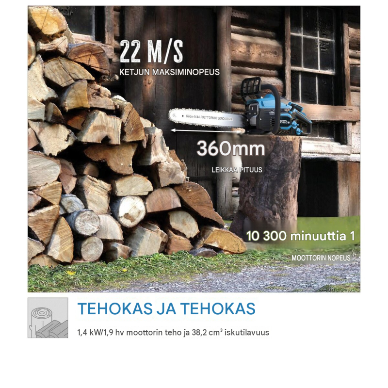 Güde KS 400-38 bensiinimoottorisaha, 1,4 kW, 360 mm sahauspituus, 2-tahti