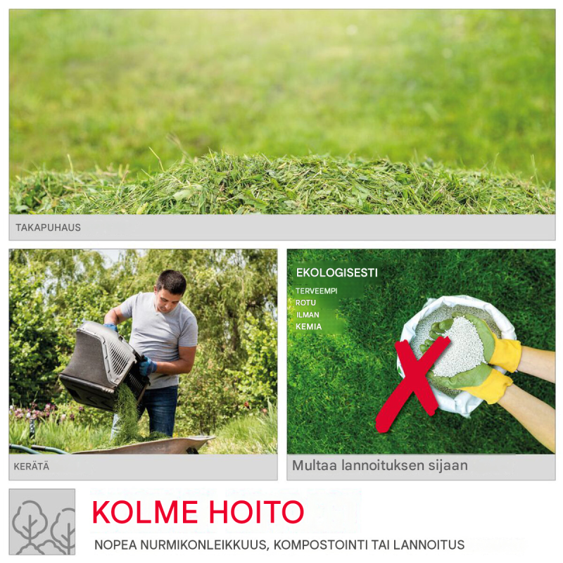Güde ECO WHEELER 413.3 R bensiiniruohonleikkuri, 418 mm, 3in1, 900 m², 95442