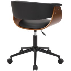 Tyylikäs ergonominen toimistotuoli pähkinäpuulla ja mustalla keinonahalla