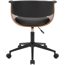 Tyylikäs ergonominen toimistotuoli pähkinäpuulla ja mustalla keinonahalla