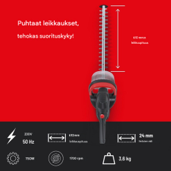Güde GEH 660-750 sähköinen pensasleikkuri, 750 W, 610 mm, 24 mm