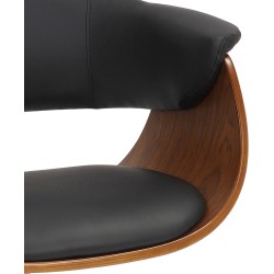 Tyylikäs ergonominen toimistotuoli pähkinäpuulla ja mustalla keinonahalla