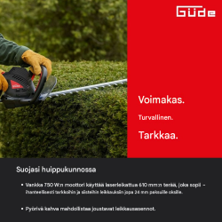 Güde GEH 660-750 sähköinen pensasleikkuri, 750 W, 610 mm, 24 mm