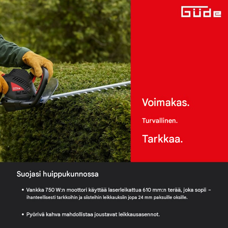 Güde GEH 660-750 sähköinen pensasleikkuri, 750 W, 610 mm, 24 mm