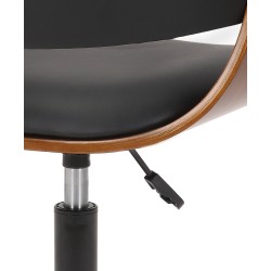 Tyylikäs ergonominen toimistotuoli pähkinäpuulla ja mustalla keinonahalla