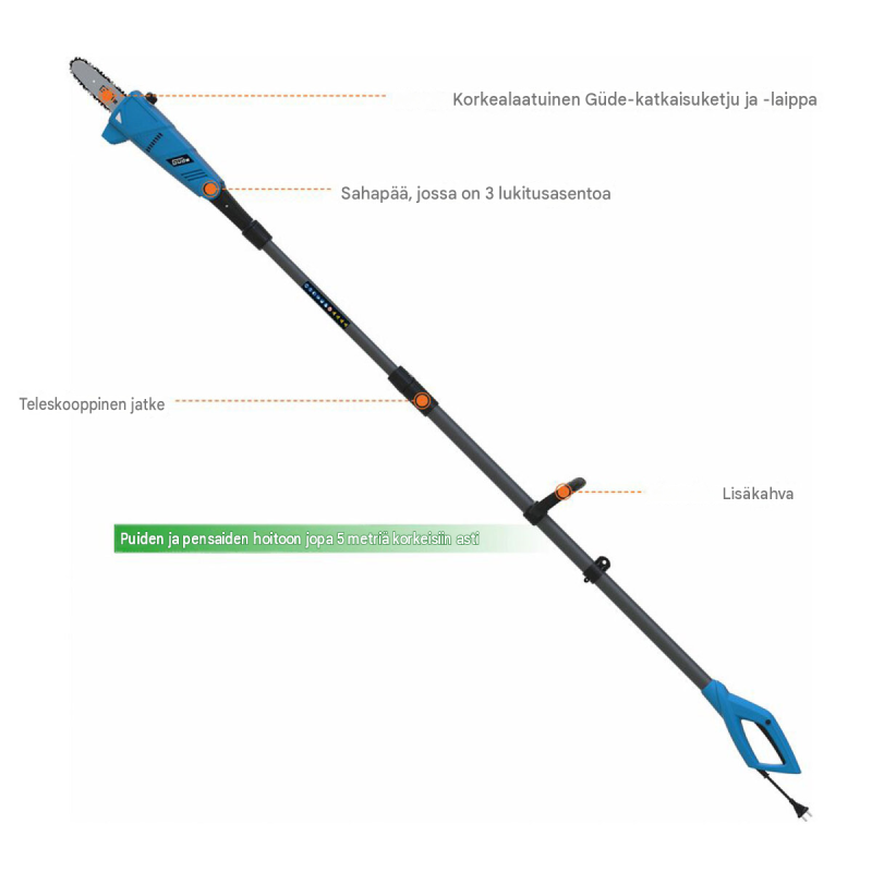 Güde GAK 7118.1 teleskooppinen oksaketjusaha, 710 W, 3000 mm, 190 mm, 95101