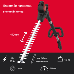 Güde GTHS 530-500 teleskooppipensasleikkuri, 500 W, 450 mm, enintään 2,6 m