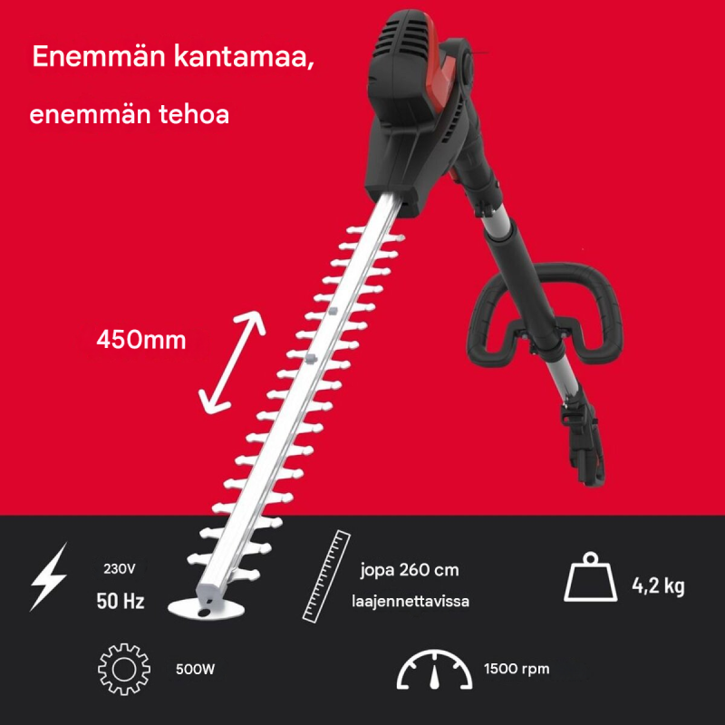 Güde GTHS 530-500 teleskooppipensasleikkuri, 500 W, 450 mm, enintään 2,6 m