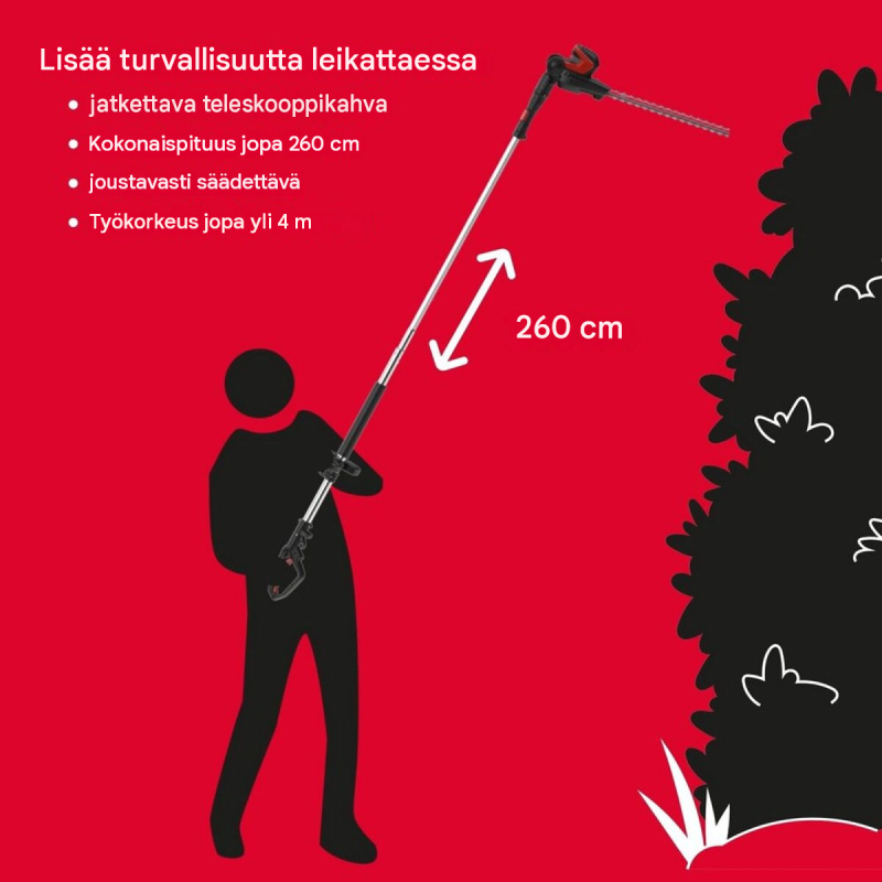 Güde GTHS 530-500 teleskooppipensasleikkuri, 500 W, 450 mm, enintään 2,6 m