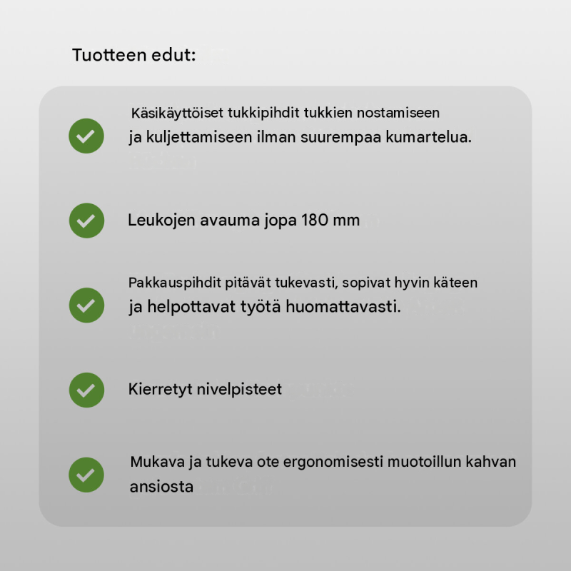 Puutavaran tartuntapihdit, punainen, 180 mm, 140 mm, 480 g