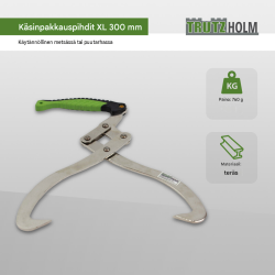 Käsikäyttöinen puukoura XL enintään 300 mm teräs vihreä ja hopea